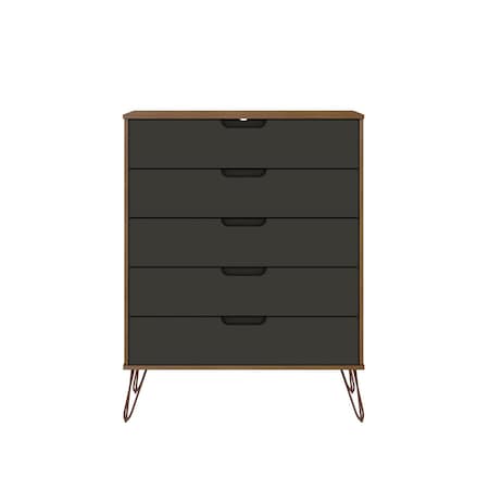 Rockefeller 5-Drawer Tall Dresser In Nature And Textured Grey